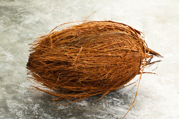 Natural exotic brown hairy coconut