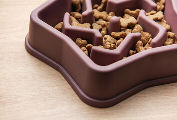 Slow feeder dog bowl reducing bloating and improving digestion