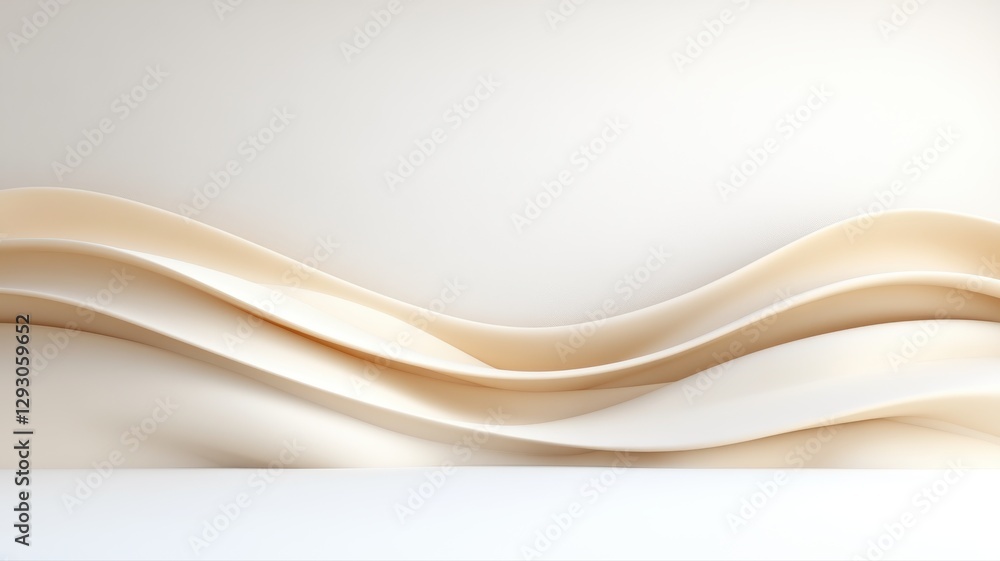 Poster elegant abstract wave pattern with flowing curves and soft beige tones on a neutral background.