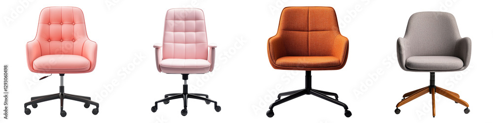 Poster collection of modern ergonomic swivel chairs in various colors and designs perfect for creating a st