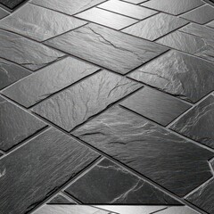Obraz premium Seamless Installation of Slate Flooring Home Renovation Visual Guide Indoor Space Top-Down View Interior Design Tips
