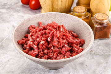 Raw beef minced meat for cooking