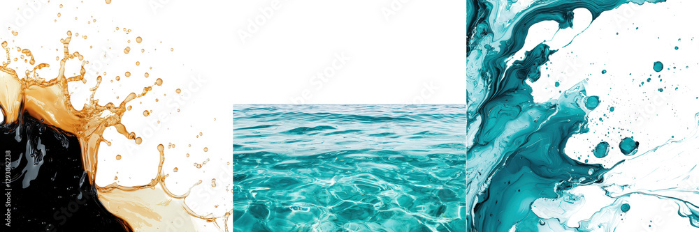 Poster vibrant fluid dynamics a captivating abstract background featuring dynamic turquoise and blue splash