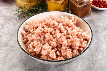 Homemade Raw pork minced meat