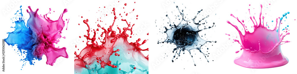 Poster vibrant liquid art explosion dynamic splashes of color and motion abstract digital art with colorful