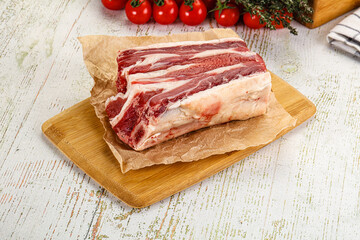 Raw beef ribs for cooking
