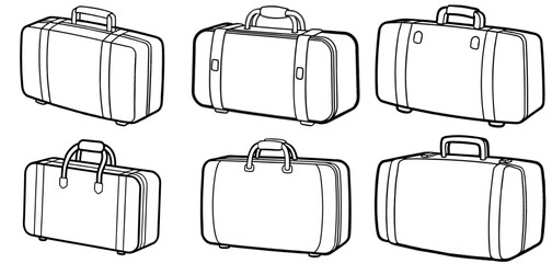 Suitcase Outline Coloring Page Printable Line Art Drawing