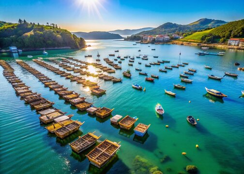 Galician Mussel Boats: Traditional Batea Fishing on R&iacute;a de Arousa