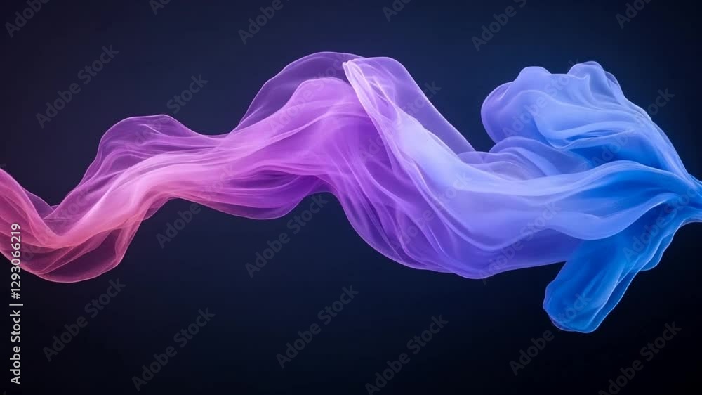 Poster Colorful flowing abstract shapes create a mesmerizing wave of movement and light in a digital art display