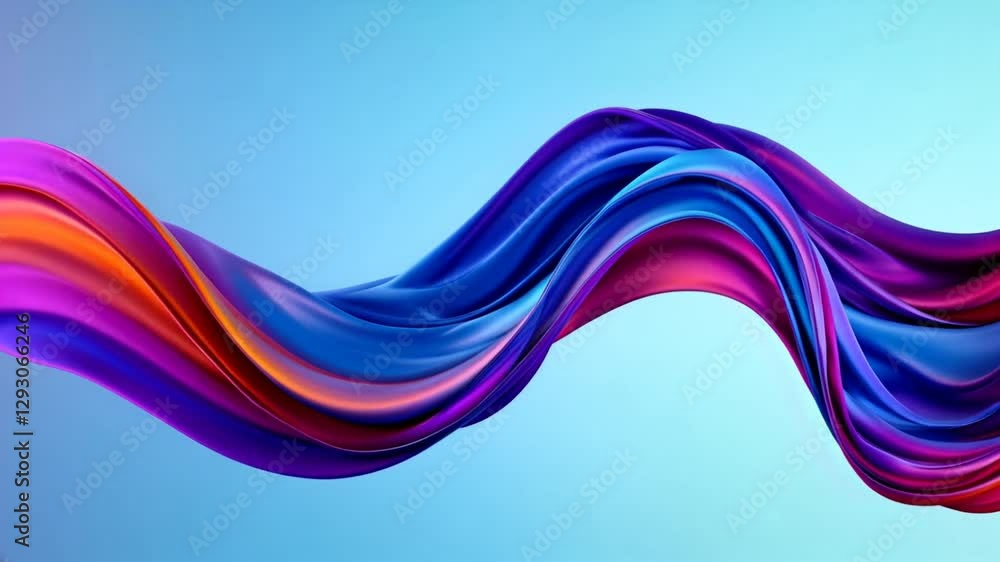 Poster Colorful fabric waves creating a mesmerizing visual effect in a bright setting with flowing patterns and vibrant hues