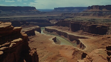 Fototapeta premium Majestic Canyon with Layered Rock Formations and River