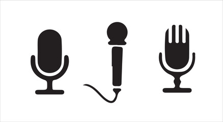 Microphone icon set. black vector icon. microphone logo icon vector. Mic, voice recorder concept. vector illustration eps 10.