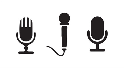 Fototapeta premium Microphone icon set. black vector icon. microphone logo icon vector. Mic, voice recorder concept. vector illustration eps 10.