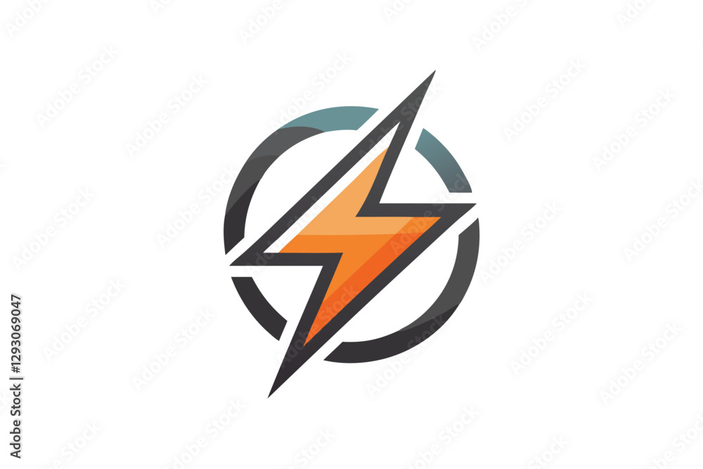 Poster a dynamic circular design includes a lightning bolt, representing energy and movement in a modern st