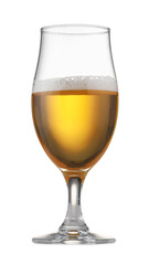 Glass of fresh beer isolated on white