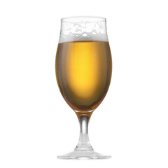 Glass of fresh beer isolated on white