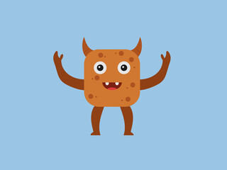 flat vector illustration of a cartoon monster with a rectangular body