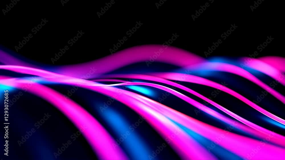 Poster colorful undulating waves create a mesmerizing display of light and motion in an abstract digital la