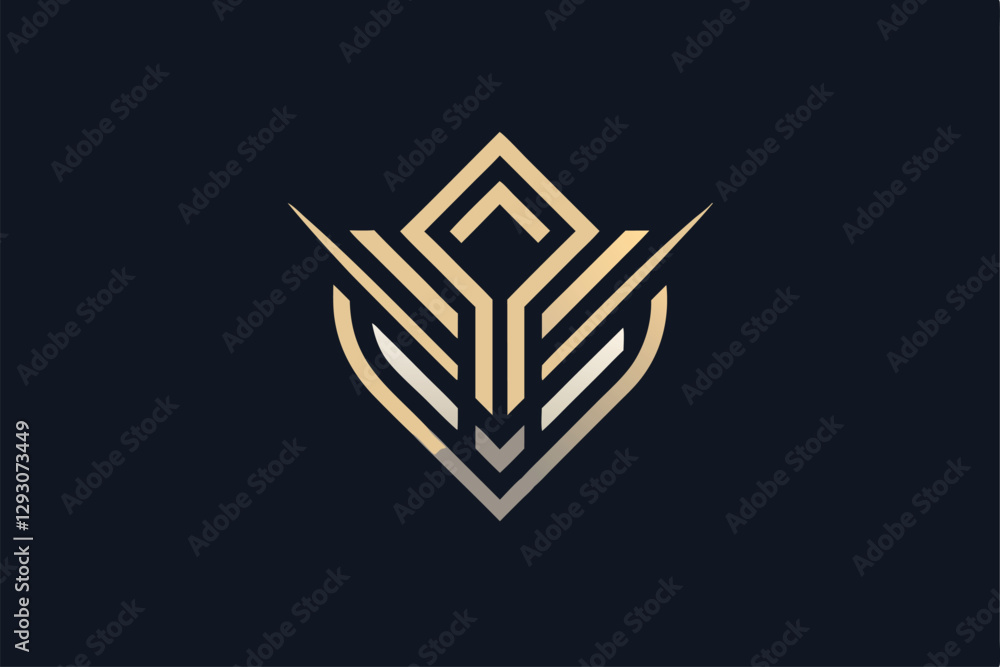 Poster a unique logo design showcases a minimalist style with a bold single line forming geometric shapes, 