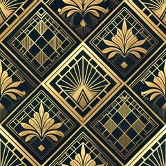 Seamless Art Deco Inspired Pattern Design Textile Industry Digital Artwork Luxurious Environment Aesthetic Viewpoint Elegance Concept