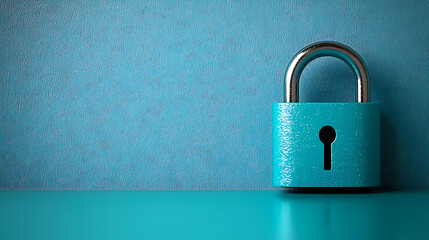 digital padlock icon on glossy sheet, symbolizing security and protection
