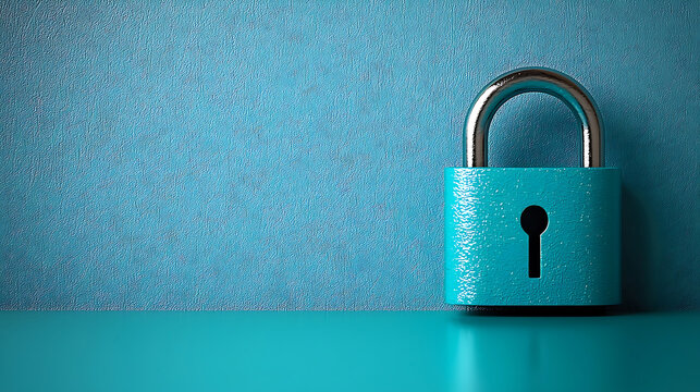 digital padlock icon on glossy sheet, symbolizing security and protection