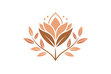 Fototapeta premium The logo showcases a delicate floral design with elegant leaves and soft, harmonious color tones, Minimalist logo featuring a delicate floral motif, minimalist simple modern vector logo design