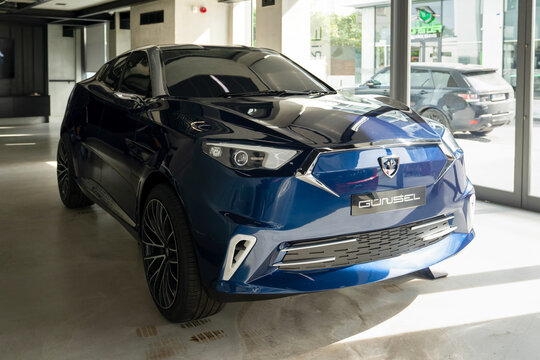 Lefkose, North Cyprus- October 24, 2023: Gunsel electric vehicles which is the first cars of North Cyprus in a showroom