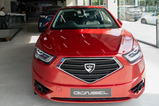 Lefkose, North Cyprus- October 24, 2023: Gunsel electric vehicles which is the first cars of North Cyprus in a showroom