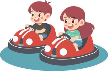 Children Playing Bumper Car Games in Play Ground