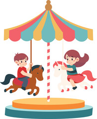 Children Playing Merry Go Around Games in Play Ground