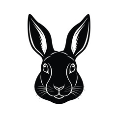 Rabbit head silhouette vector art illustration