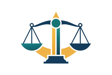 A minimalist design features justice scales symbolizing balance and fairness in a modern context, Modern interpretation of justice scales, minimalist simple modern vector logo design