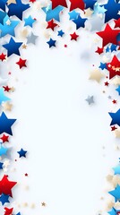 Festive Stars Background Red White Blue Stars on White 4th of July Patriotic USA Celebration