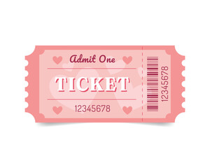 Retro Valentine's Day ticket or coupon. Vector illustration