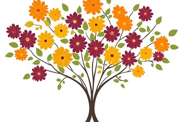 Obraz premium Autumnal flower tree illustration