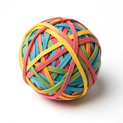 Different colorful Rubber band ball isolated on white background.