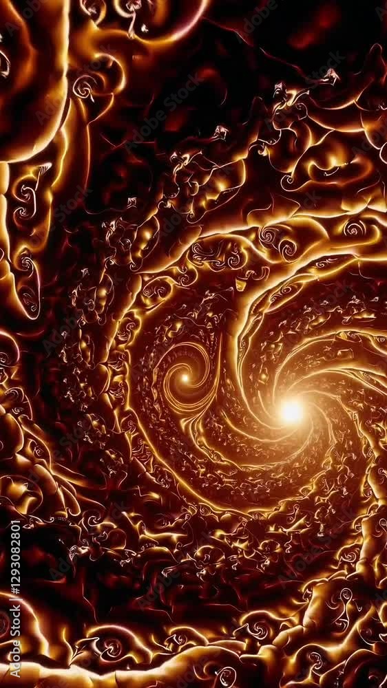 Poster hypnotic golden spiral vortex creating mesmerizing swirling energy patterns in motion