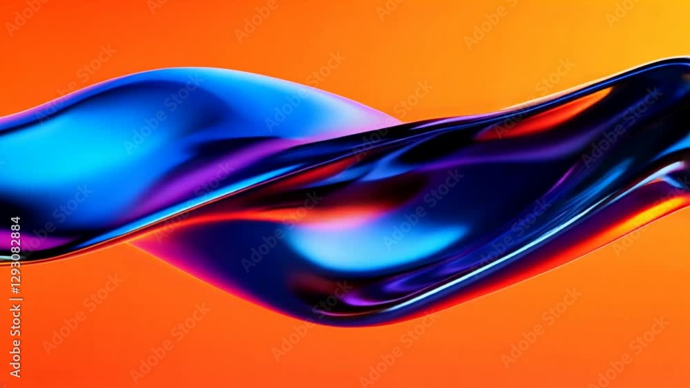 Poster vibrant abstract wave art flowing against a striking orange backdrop showcasing fluid dynamics and c
