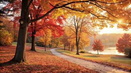 Fototapeta premium autumn trees in the park