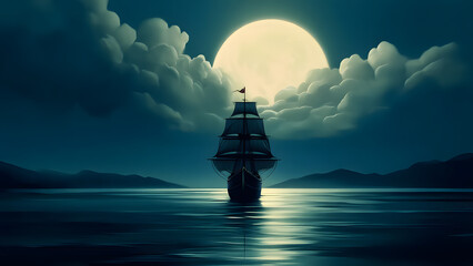 Sailboat at sea, International Day of Sailing, Illustration