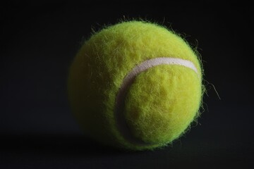 A vibrant tennis ball isolated against a dark background
