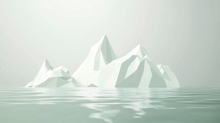 Stunning Polygonal Ice Mountain Range: A Minimalist Digital Art Landscape