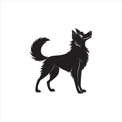 Dog silhouette isolated on white background.