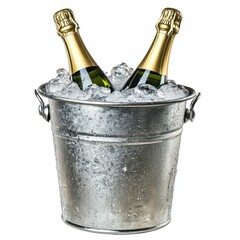 champion or beer bottle in a ice bucket