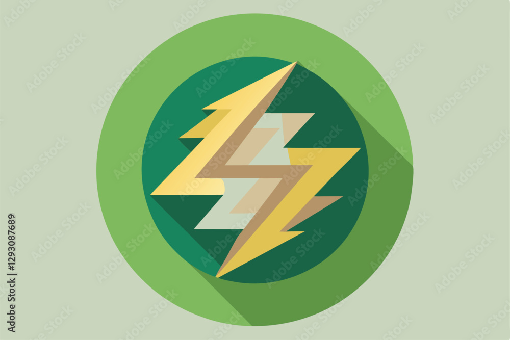 Poster This design features a green circle with a zigzag pattern that symbolizes sustainability, Simple circle with zigzag pattern denoting sustainable power