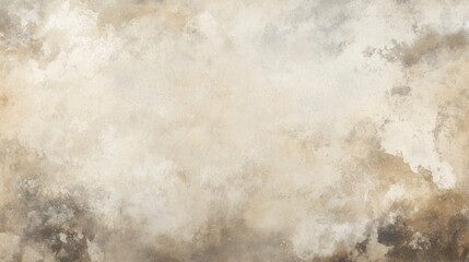 Obraz premium A large, antique parchment paper with faded white ink and rough texture, suitable for writing or painting. The background is plain in neutral tones of beige, brown, and grey, creating