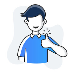 An illustrated icon of a confident man giving a thumbs-up, symbolizing approval, positivity, success, and encouragement. Great for leadership, business, and motivation-related designs.