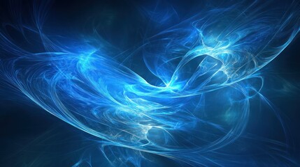 Abstract swirling blue and white fractal patterns.