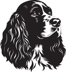 English Springer Spaniel Silhouette Vector Illustration White Background
